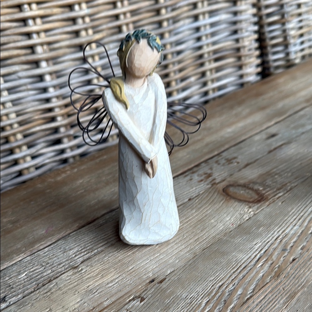Willow Tree Angel Figurine with White Dress and Gold Hair - “Celebrate” 2003